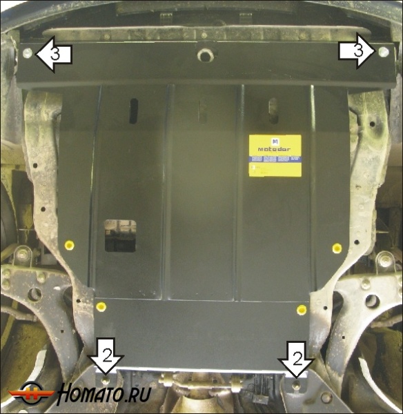 Защита картера Hyundai Sonata Tagaz 2005-2012 | двигатель + КПП, 2 мм, сталь | MOTODOR | 01007