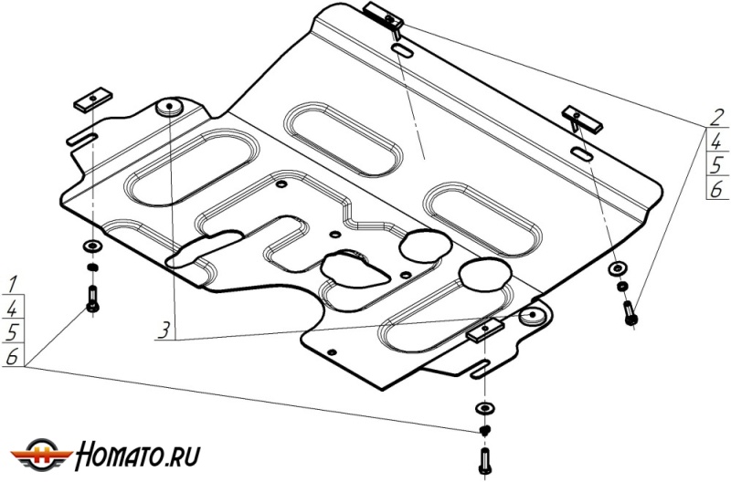 Защита картера Renault Symbol 2002-2006 | двигатель + КПП, 2 мм, сталь | MOTODOR | 71708