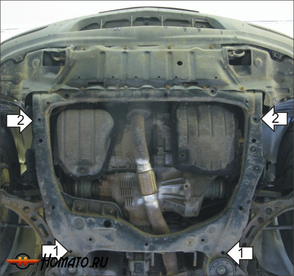 Защита картера Toyota Harrier 1998-2003 | двигатель + КПП, 2 мм, сталь | MOTODOR | 05001