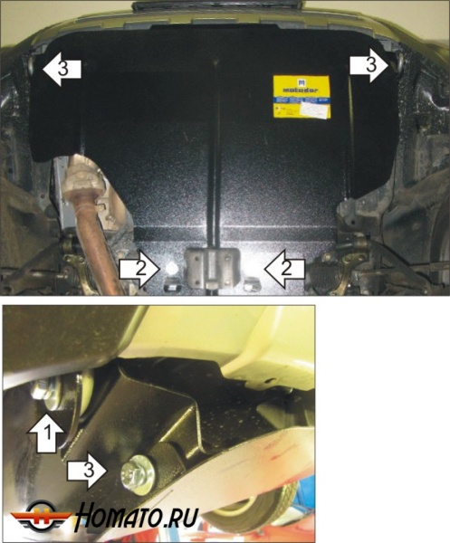 Защита картера Subaru Forester 2008-2013 | двигатель, 2 мм, сталь | MOTODOR | 02219