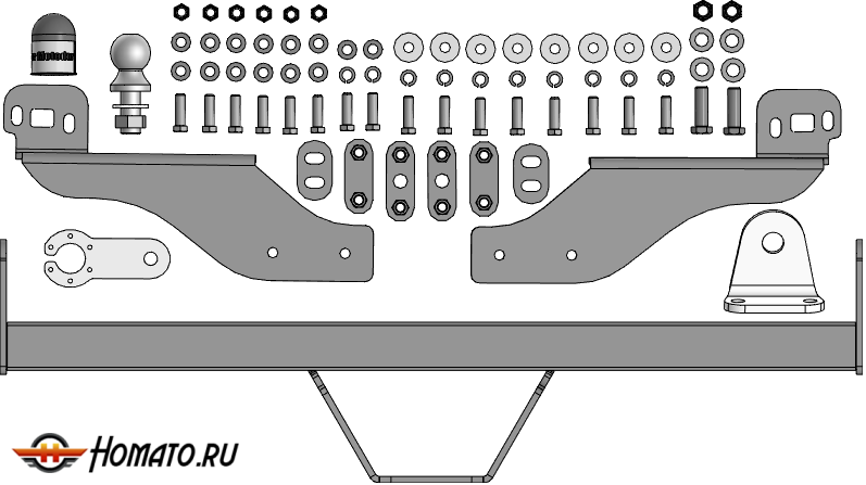 Фаркоп Jac T9 2024- | шар FE, нагрузка 100/2500 | MOTODOR | 98304-FE