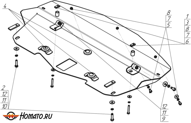 Защита картера BMW X6 (e71, E72) 2012-2014 | радиатор, 3 мм, сталь | MOTODOR | 10209