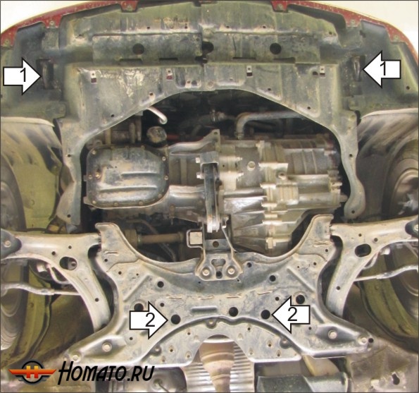 Защита картера Toyota Prius 2003-2009 | двигатель + КПП, 2 мм, сталь | MOTODOR | 02557