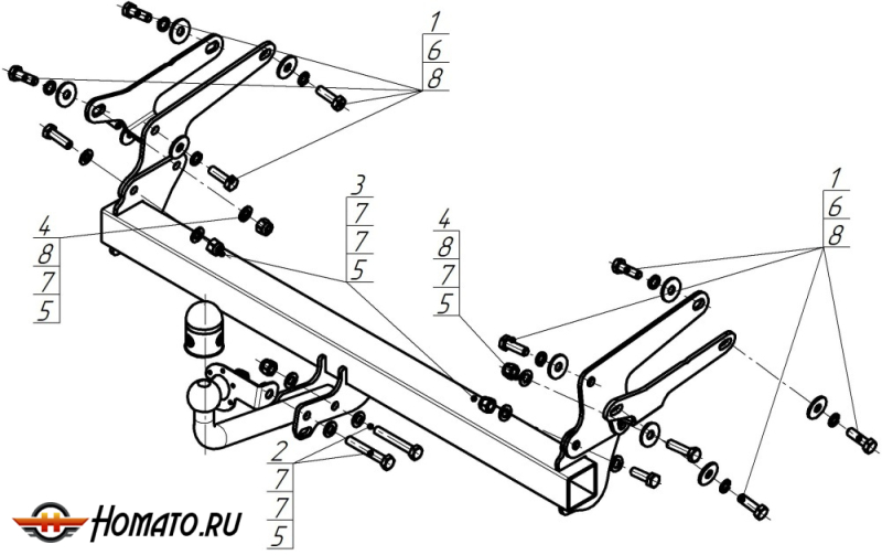 Фаркоп Toyota RAV 4 2019-2022 | шар A - оцинкованный, нагрузка 75/1500 | АвтоСтандарт | T101A