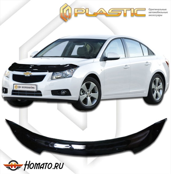 Дефлектор капота Chevrolet Cruze седан / хэтчбэк 2009- | черный