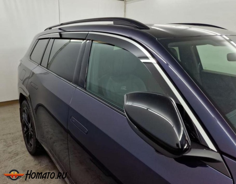 Дефлекторы Фольксваген Терамонт ПРО 2025+ | с хром молдингом, из 6 частей, премиум, плоские, 2D