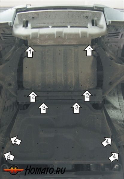 Защита картера Mitsubishi Pajero IV 2006-2012 | двигатель + КПП, 3 мм, сталь | MOTODOR | 11320
