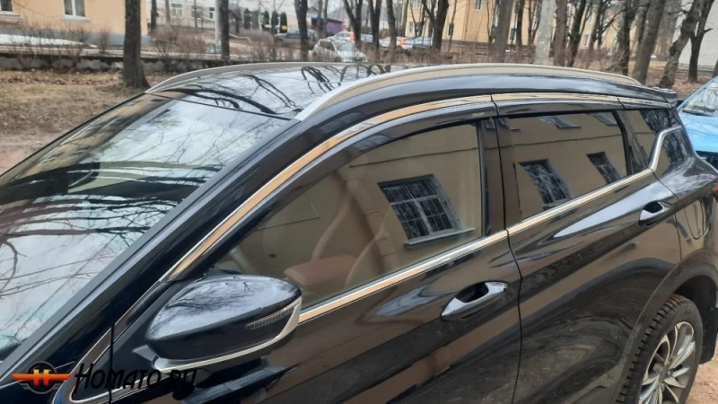 Премиум дефлекторы окон из 6 частей для Джили Кулрей 2020+/2024+ | с молдингом из нержавейки