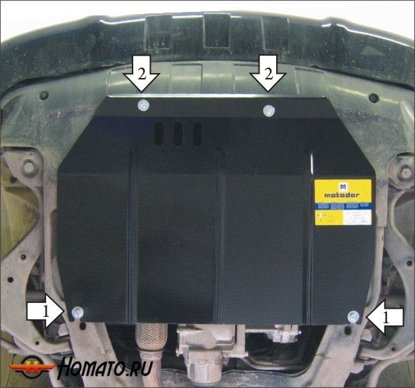 Защита картера Hyundai Tucson 2004-2010 | двигатель + КПП, 2 мм, сталь | MOTODOR | 70917
