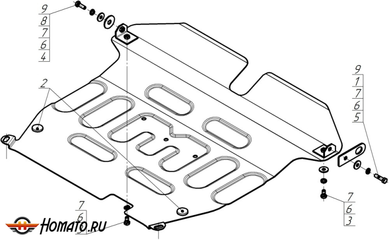 Защита картера Suzuki Liana 2004-2007 | двигатель + КПП, 2 мм, сталь | MOTODOR | 72404