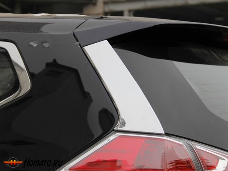Хром накладки на стойки задней двери для Nissan X-Trail (T32) 2014+ | 2 части