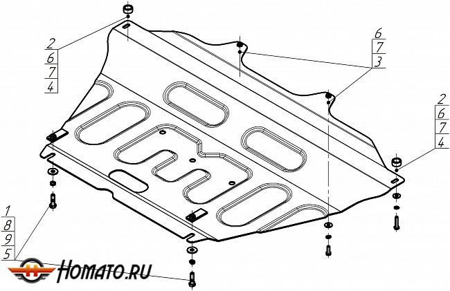 Защита картера Лада Искра | двигатель + КПП, 2 мм, сталь | Motodor | 72105