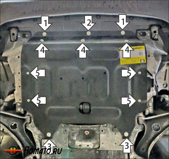 Защита картера Honda Freed 2 2016-2024 | двигатель + КПП, 2 мм, сталь | MOTODOR | 70819