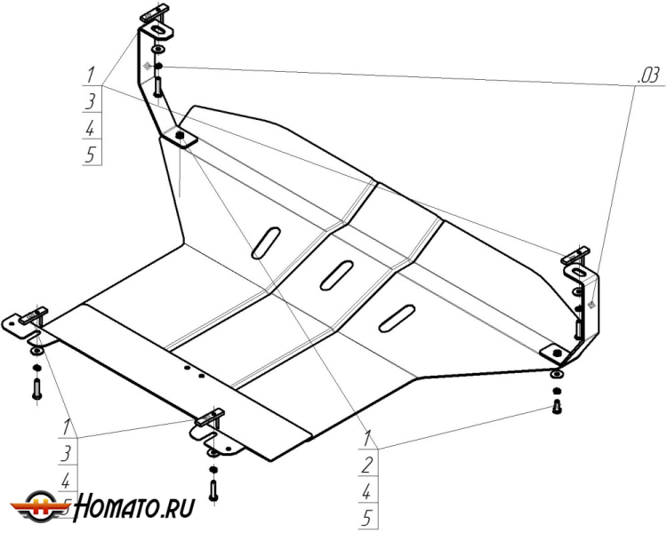 Защита картера Ford Galaxy 2000-2006 | двигатель + КПП, 2 мм, сталь | MOTODOR | 00711