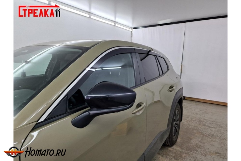 Дефлекторы Mazda CX-50 | с хром молдингом, из 6 частей, премиум, плоские, 2D