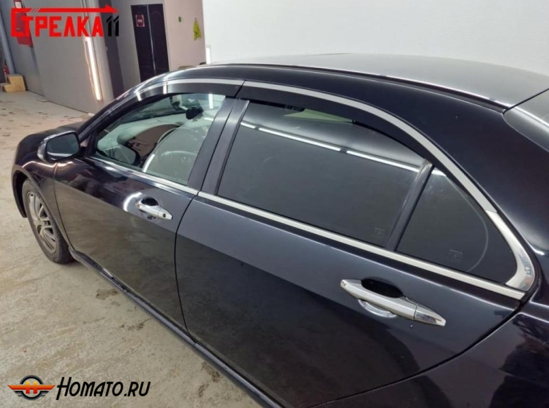 Дефлекторы Honda Accord 7 2003-2008 седан | премиум, плоские, 2D