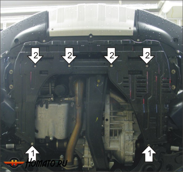 Защита картера Suzuki Sx4 2009-2013 | двигатель + КПП, 2 мм, сталь | MOTODOR | 00619