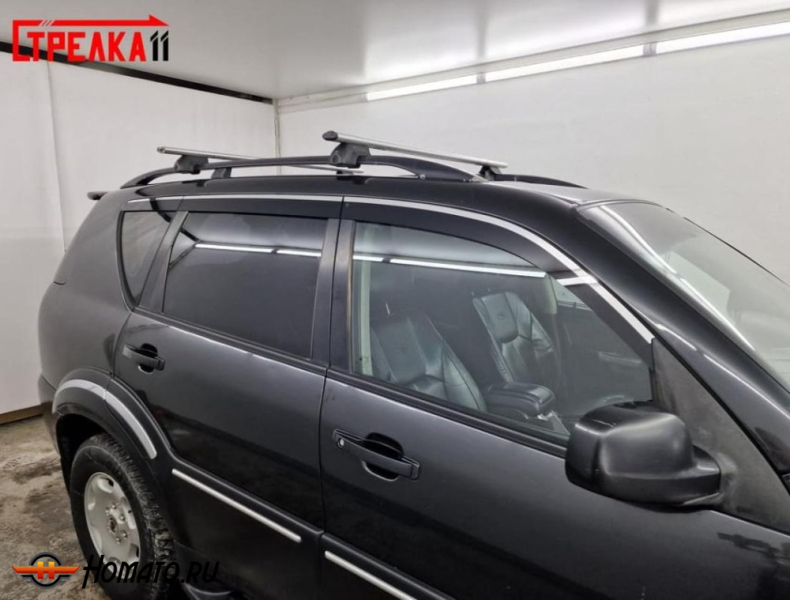 Дефлекторы Ссангйонг Рекстон 1 2003-2007 | с хром молдингом, из 6 частей, премиум, плоские, 2D