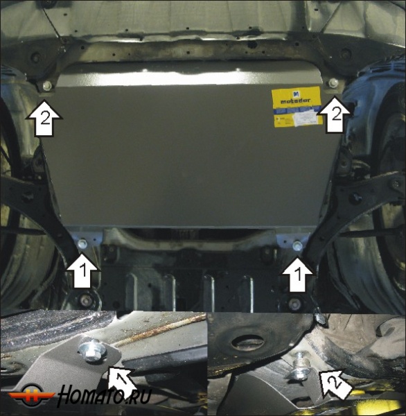Защита картера Lexus RX 300 2003-2009 | двигатель + КПП, 2 мм, сталь | MOTODOR | 02539