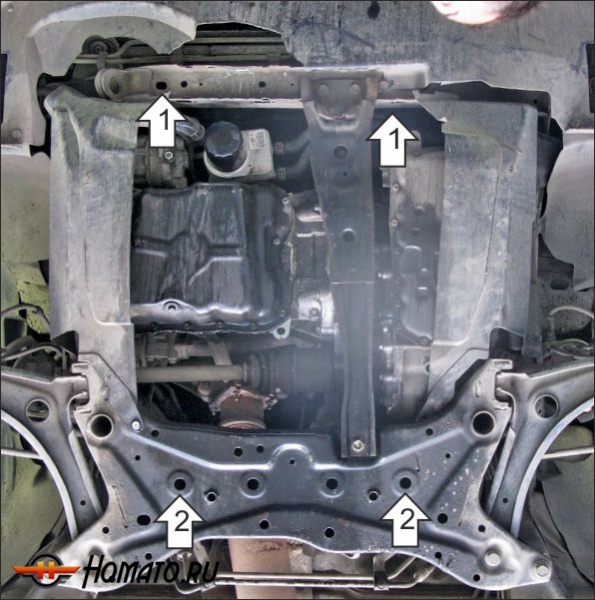 Защита картера Dodge Caliber 2006-2011 | двигатель + КПП, 2 мм, сталь | MOTODOR | 72901