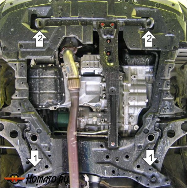 Защита картера Peugeot 4007 2007-2012 | двигатель + КПП, 2 мм, сталь | MOTODOR | 71303