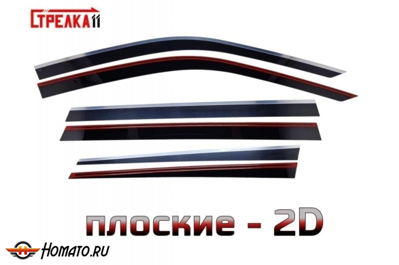 Дефлекторы Audi Q6 2023+ | с хром молдингом, из 6 частей, премиум, плоские, 2D