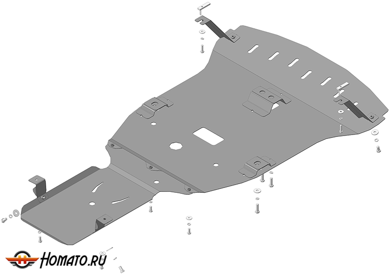 Защита картера BMW 3 (e90) 2008-2011 | двигатель + КПП + пневмогидроусилитель + рулевые тяги, 2 мм, сталь | MOTODOR | 00224