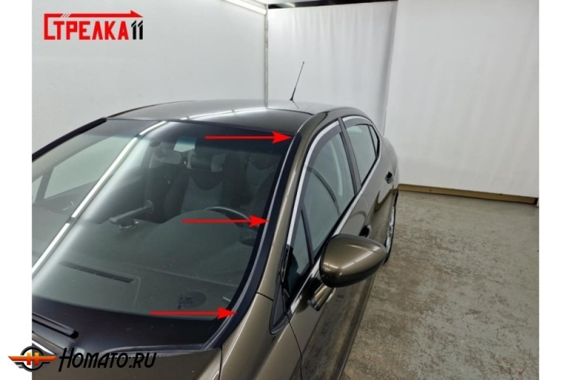 Премиум водостоки дефлекторы лобового стекла Ситроен С4 2011-2024