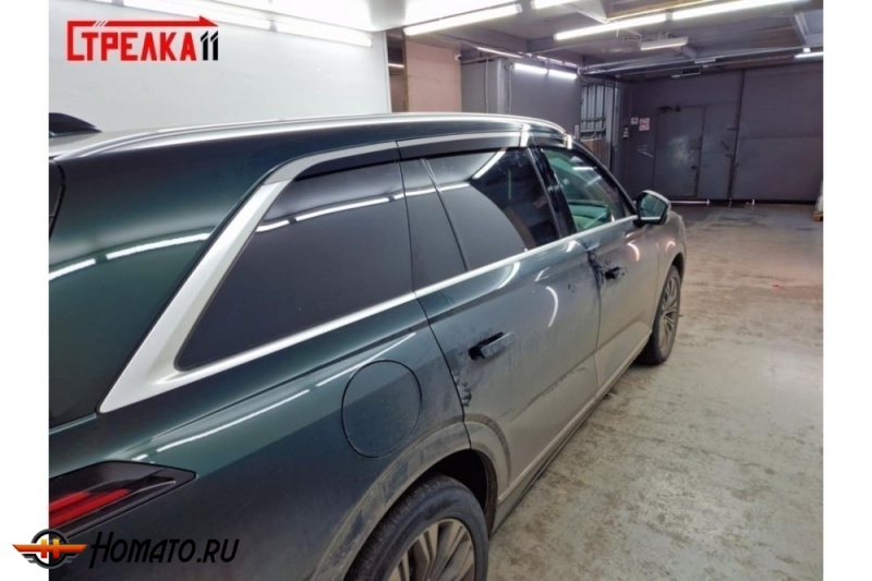 Дефлекторы Вей 07 | с хром молдингом, из 6 частей, премиум, плоские, 2D