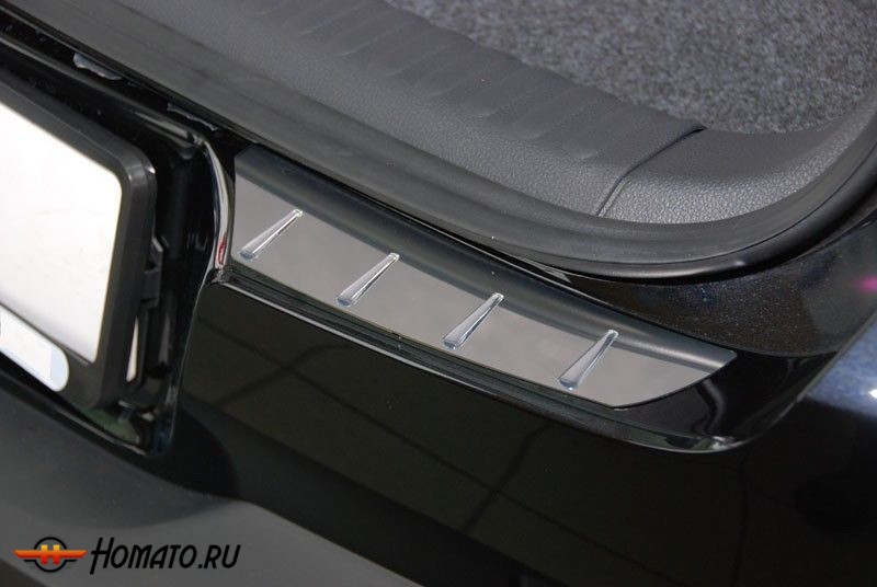 Накладка на задний бампер для Volkswagen Tiguan (2007-2015) | нержавейка + силиконовые вставки, без загиба