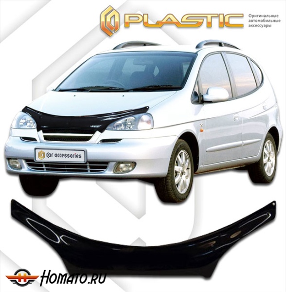 Дефлектор капота Chevrolet Rezzo 2004-2008 | exclusive, черный