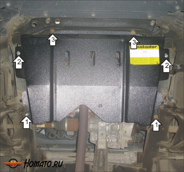 Защита картера Renault Logan 2004-2016 | двигатель + КПП, 2 мм, сталь | MOTODOR | 71706