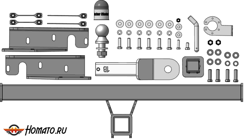 Фаркоп Changan UNI-S 2024- | шар E - быстросъемный под квадрат, нагрузка 75/1500 | MOTODOR | 97204-E