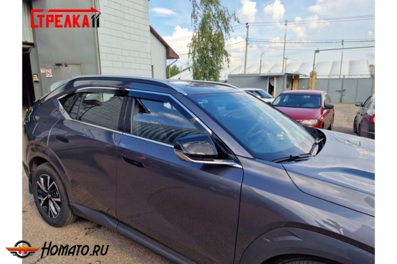 Дефлекторы ГАК ГС4 2025+ | с хром молдингом, из 6 частей, премиум, плоские, 2D,