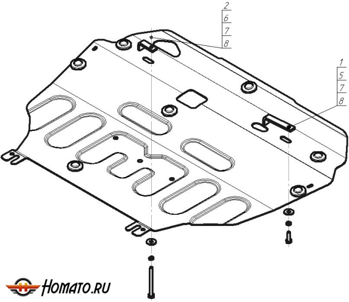 Защита картера Toyota Corolla 2006-2013 | КПП + двигатель, 2 мм, сталь | MOTODOR | 72537