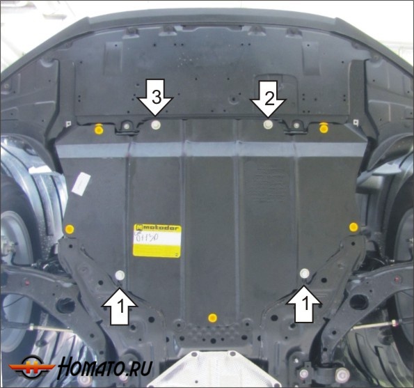 Защита картера Mazda CX-5 2011-2017 | двигатель + КПП, 2 мм, сталь | MOTODOR | 71103