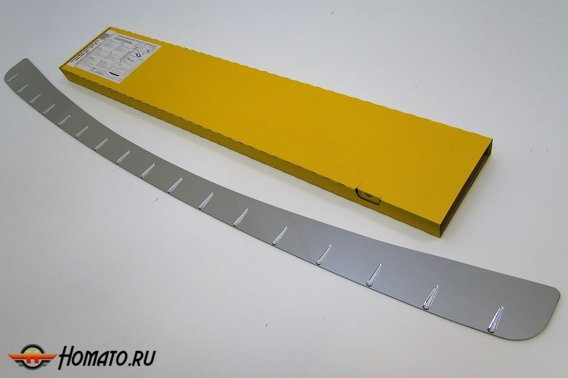 Накладка на задний бампер для Mitsubishi ASX 2013+ | нержавейка + силиконовые вставки, без загиба