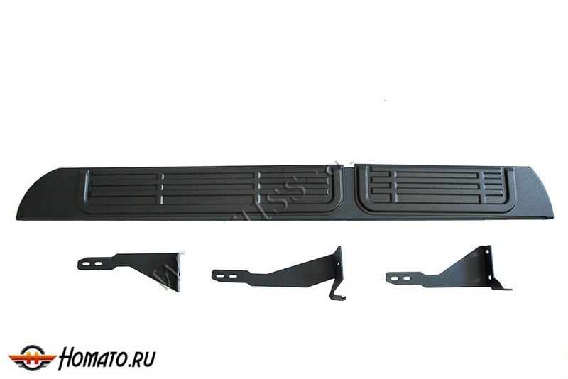 Пороги металлические для Mitsubishi L200 2007+/2010+/2014+ (15MY) | Цвет: черный муар