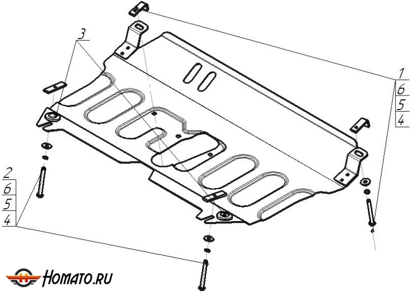Защита картера Toyota Venza 2008-2012 | двигатель + КПП, 2 мм, сталь | MOTODOR | 72538