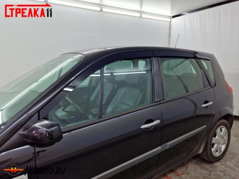 Дефлекторы Renault Scenic 2 (2003-2009) | из 6 частей, премиум, плоские, 2D