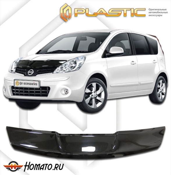 Дефлектор капота Nissan Note 2010-2014 (E-11 левый руль) | черный