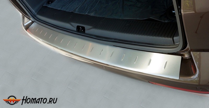 Накладка на задний бампер для Ford Focus 3 2011-2014 (седан) | матовая нержавейка, с загибом