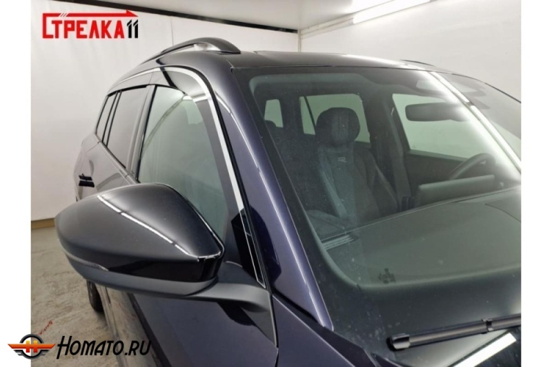 Дефлекторы Фольксваген Терамонт ПРО 2025+ | с хром молдингом, из 6 частей, премиум, плоские, 2D