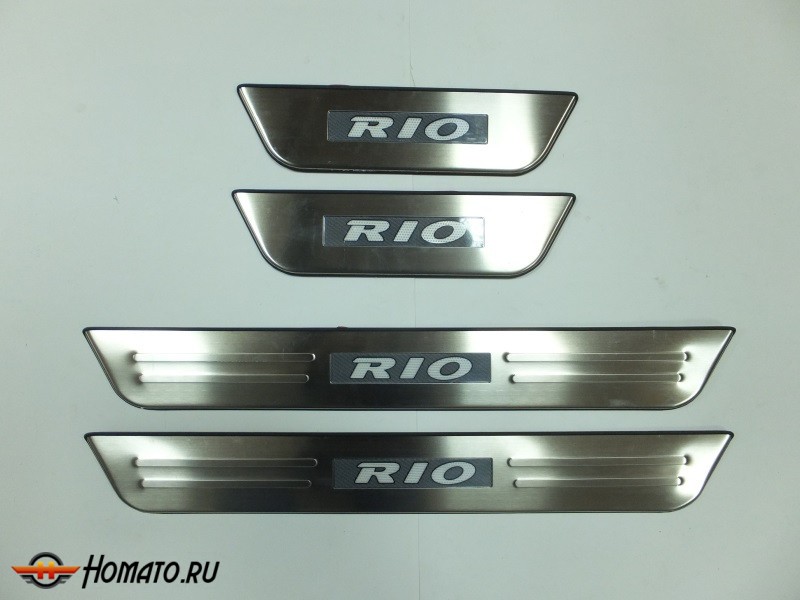 Накладки на дверные пороги с LED подстветкой, нерж. для KIA RIO III «K2»