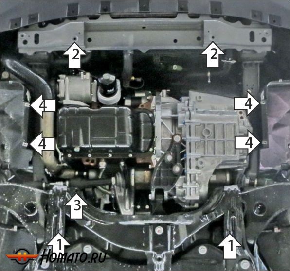 Защита картера SWM G01 2023- | двигатель + КПП, 2 мм, сталь | MOTODOR | 75101