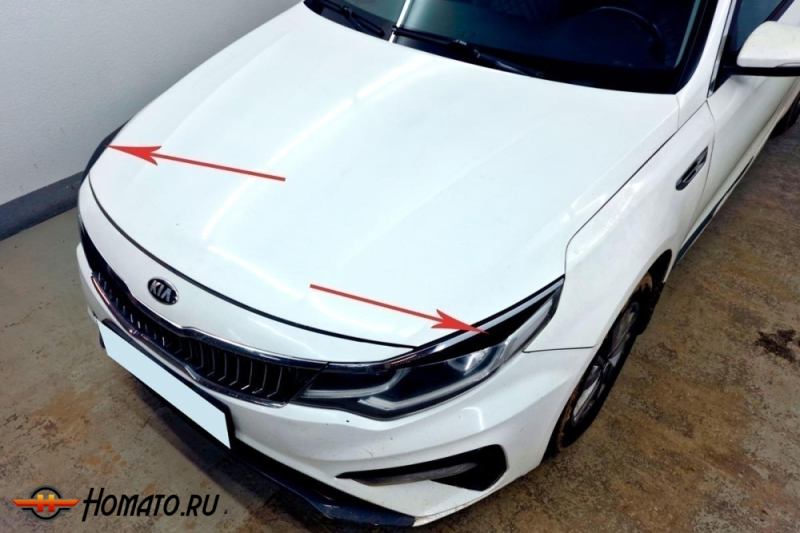 Накладки на фары для Киа Оптима 4 2014-2020 | 2 штуки, декор