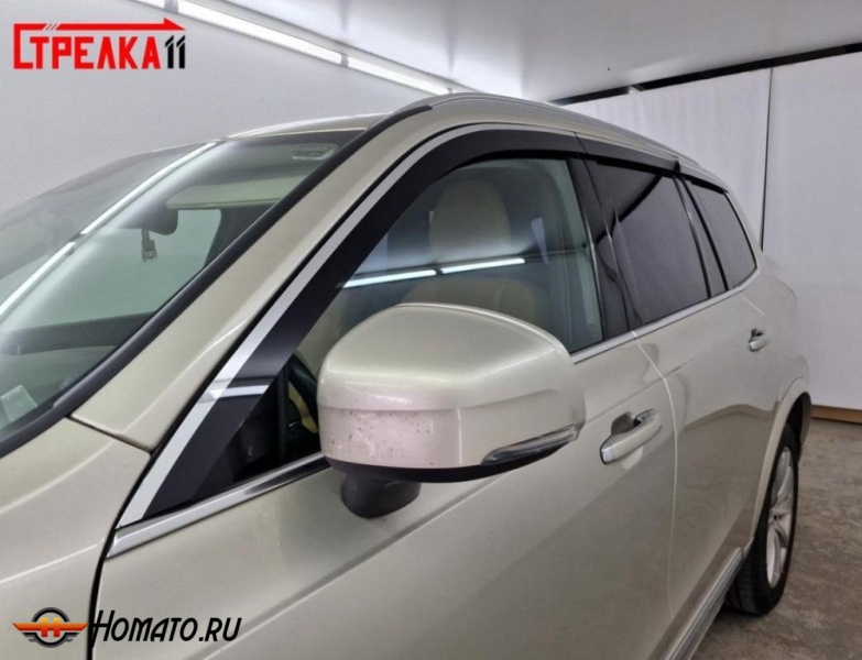 Дефлекторы Вольво Хс90 2 2015+/2025+ | с хром молдингом, из 6 частей, премиум, плоские, 2D