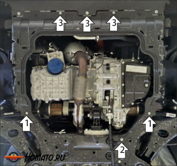Защита картера Dongfeng 580 2018- | двигатель + КПП, 2 мм, сталь | MOTODOR | 78601
