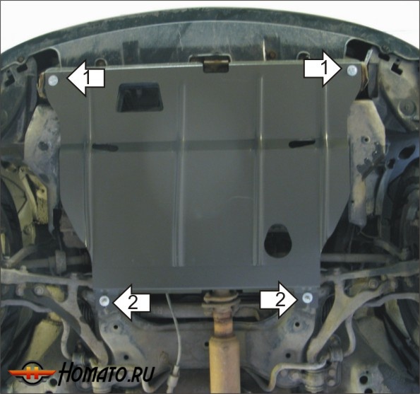 Защита картера Honda Civic 6 1995-2001 | двигатель + КПП, 2 мм, сталь | MOTODOR | 00818