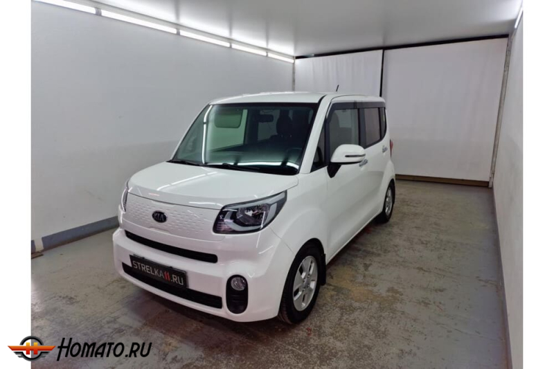 Дефлекторы Kia Ray 2011+/2018+/2022+ | с хром молдингом, из 6 частей, премиум, плоские, 2D,